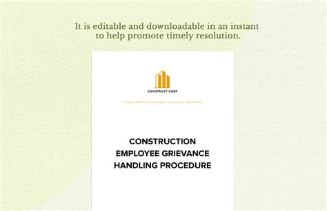 Construction Employee Grievance Handling Procedure In Word Google Docs