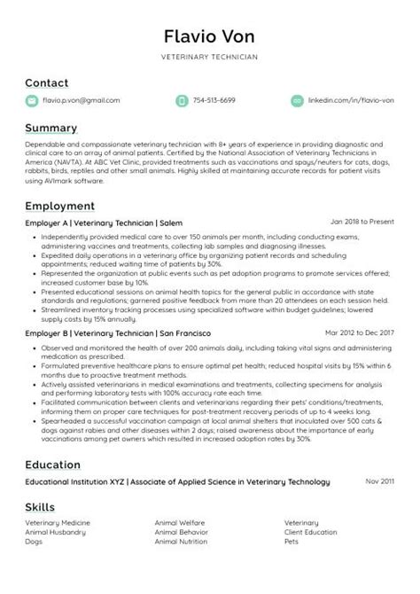 Veterinary Technician Resume Cv Example And Writing Guide