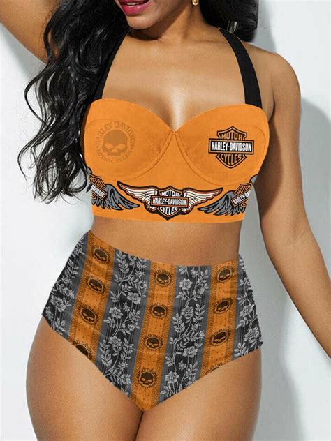 Harley Davidson Motorcycle Sexy Bikini Swimsuit NABD GladysClothing Print On Demand Store