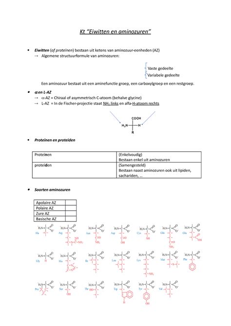 Kt Eiwitten En Aminozuren Kt Eiwitten En Aminozuren Eiwitten Of