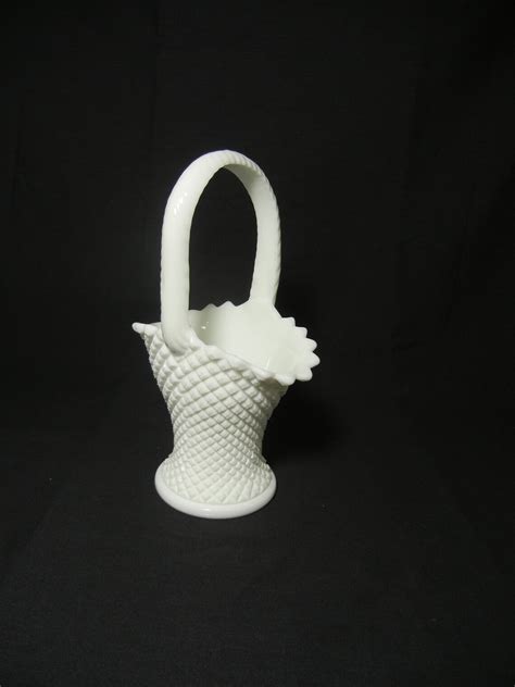 Westmoreland English Hobnail Milk Glass Basket Etsy