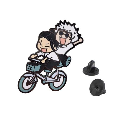 Anime Jujutsu Kaisen Satoru Gojo Geto Suguru By Bike Enamel Badge