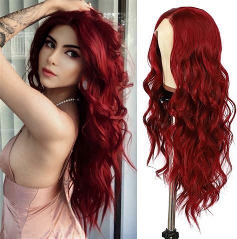 Sapphirewigs Red Lace Front Wigs For Women Fashion Glueless Long Wavy