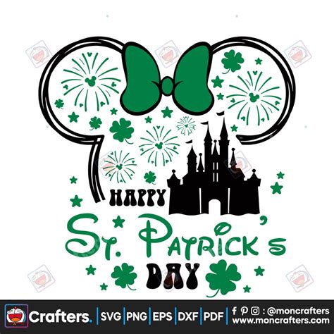 Happy St Patricks Day Minnie Head Castle Svg Instant Download