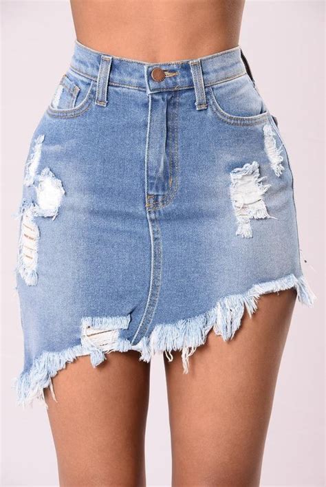 Denim Skirts Women High Waist Ripped Holes Blue Denim Skirt Pocket Bod