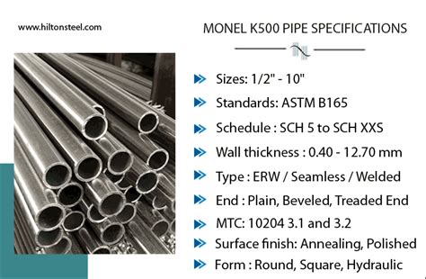 Monel K Pipe Uns N Seamless Tube Specification