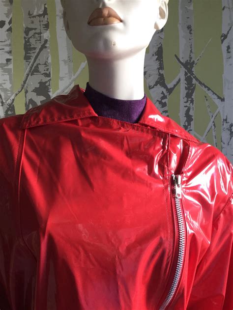 Wippette Raincoat By Kenn Sporn Red Vinyl Angled Zipper W Etsy Uk