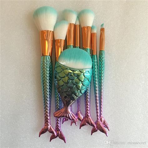 Icy Blue Mermaid Mermaid Makeup Brushes Set For Foundation Eyebrow