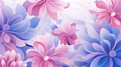 Abstract Floral Design With Pink And Blue Flowers Premium Ai