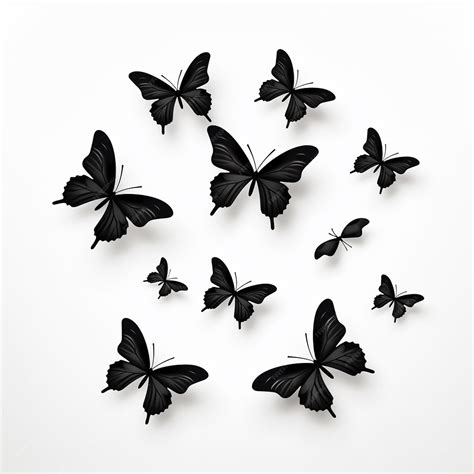 Premium Photo Flock Of Silhouette Black Butterflies On White Background