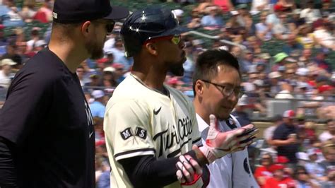 Byron Buxton Exits After Getting Hit By Pitch 07 24 2024 Minnesota