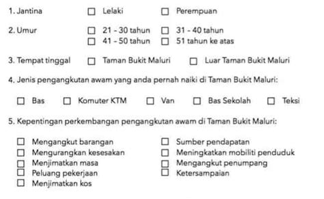 Contoh Borang Soal Selidik Kerja Lapangan Geografi Tingkatan 1 Dinosaurse