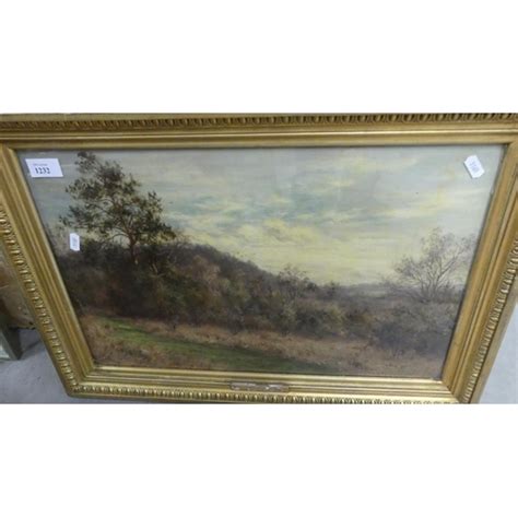 Victorian Framed Oil Painting Wooded Landscape Signed J F W