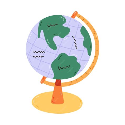 Premium Vector | Cute cartoon globe with stand for school lesson of