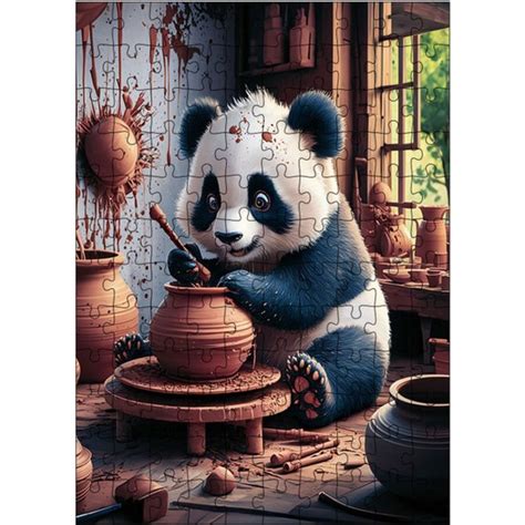 Karizma Tablo Ahşap Mdf Puzzle Yapboz Seramik Yapan Panda Fiyatı