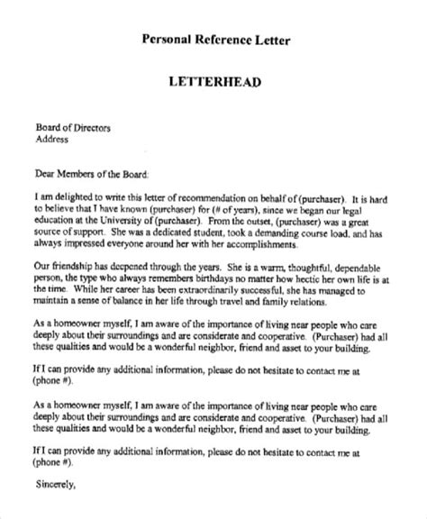 Printable Personal Reference Letter 15 Free Word Pdf Documents