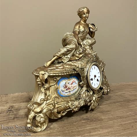 19th Century French Neoclassical Louis XVI Onyx Spelter Mantel Clock