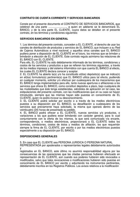 Modelo De Contrato De Cuenta Corriente Mercantil En Guatemala The