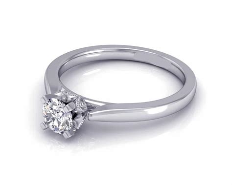 Cincin Berlian Solitaire Emas Putih Bunga Erza Kimfook Jewelry