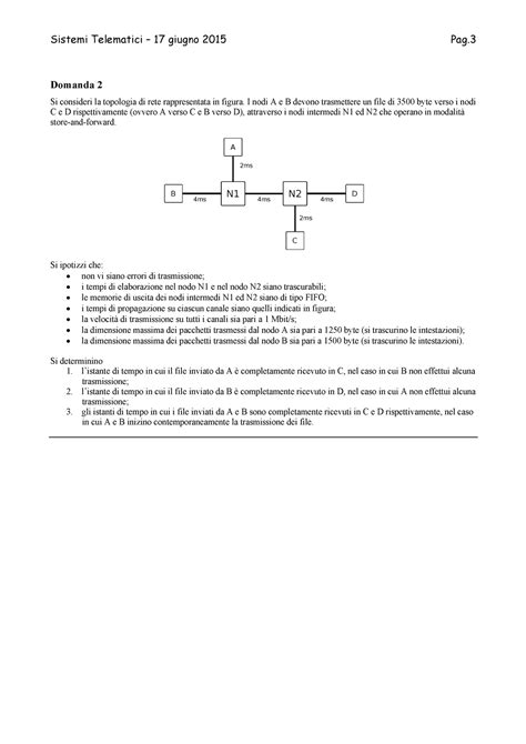 Esercizio Di Esame Sistemi Telematici Giugno Pag Domanda