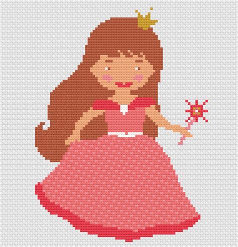 Brunette Princess Florashell Cross Stitch