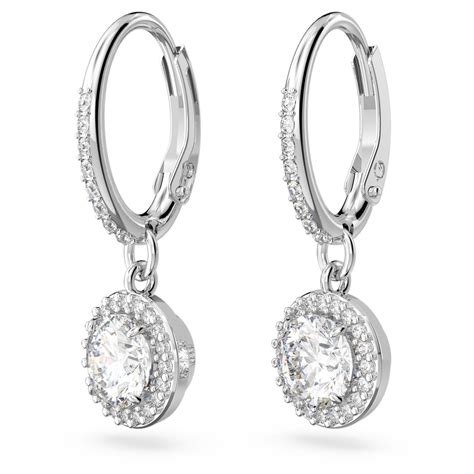 Swarovski Constella Drop Ohrhänger Rundschliff Pavé Weiss Rhodiniert