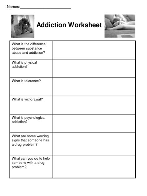 Finding Purpose In Recovery Worksheets