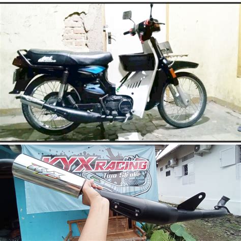 Knalpot Suzuki Bravo Rc Standar Racing Lambung Hitam Tameng Ala Ahm