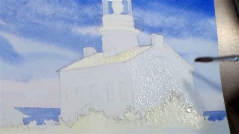 How To Paint A Lighthouse In Watercolor Step 4 Adding Shadows To The