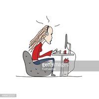 Programmer Woman At Work Sketch For Your Design Stock Clipart