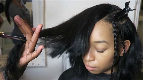 How To Install A Deep Side Part Bob Sew In Graduated Cut Full Sew In Mizmakeme Youtube