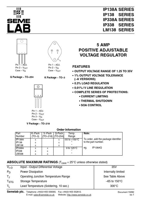 Ip A Datasheet Positive Adjustable Voltage Regulator