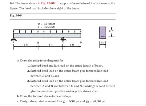 Solved 6 8 The Beam Shown In Fig 136 81 L Supports The Unfactored