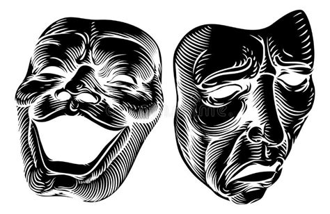 Theater Or Theatre Drama Comedy And Tragedy Masks Stock Vector