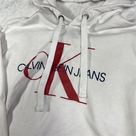 Calvin Klein Women's White Hoodie | Depop