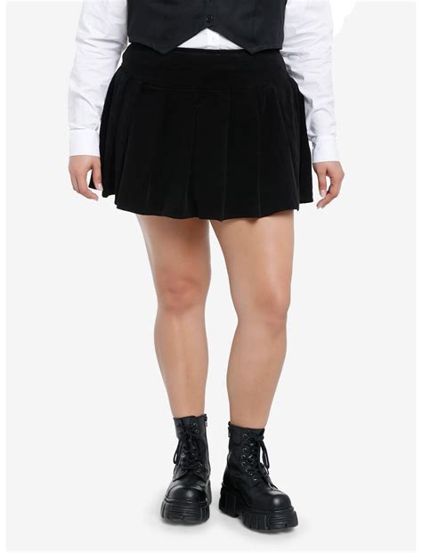 Social Collision Black Corduroy Pleated Skirt Plus Size Hot Topic