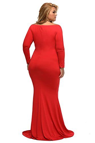 Lalagen Women S Plus Size Off Shoulder Long Sleeve Formal Gown