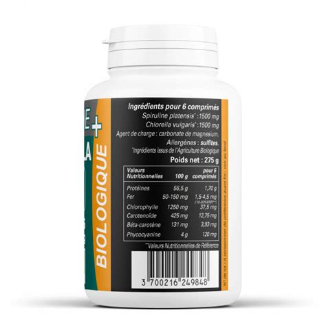 Spiruline Chlorella Bio Mg Comprim S