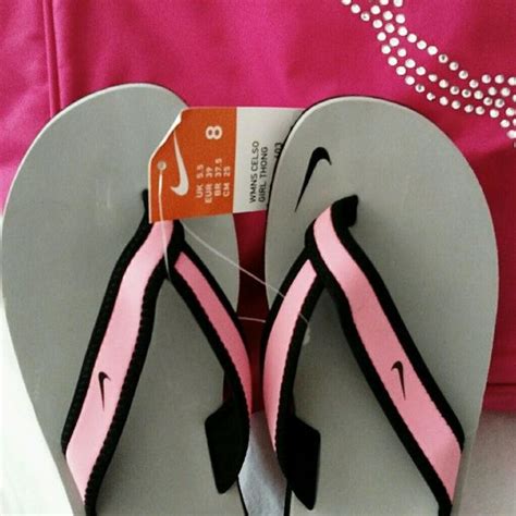 Nwt Nike Pink Peach Black And Gray Flip Flops Grey Flip Flops Black