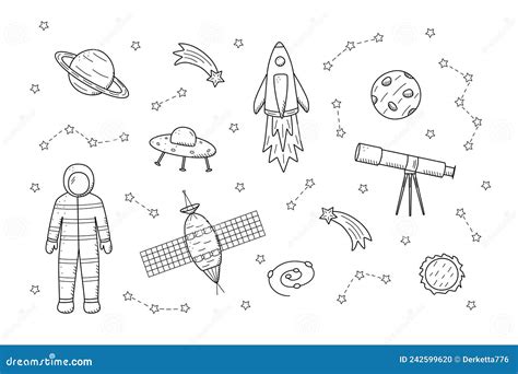 Cosmos Doodle Is A Set Of Vector Illustrations Icons Of Space Elements