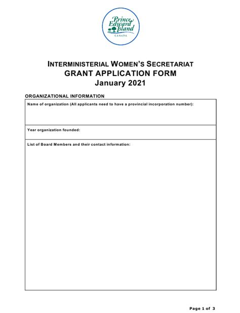 Prince Edward Island Canada Interministerial Women S Secretariat Grant