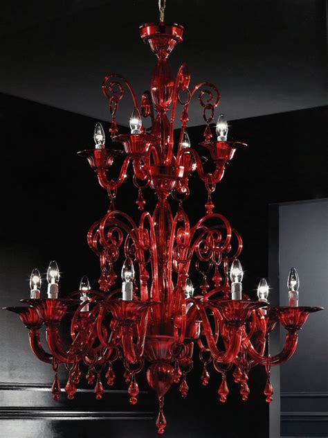 Lampadario Murano Rosso Classico Kasia Bottega Veneziana