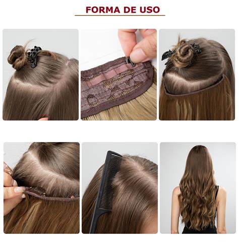 Aplique Mágico Fio Invisível Cabelo Sintético Fibra Futura 60cm preto