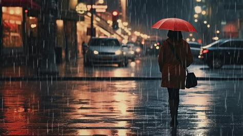 Premium AI Image Individual Strolling In The Rain