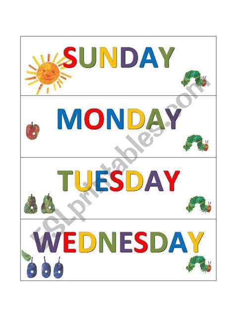 Weekdays Esl Worksheet By Linelauth