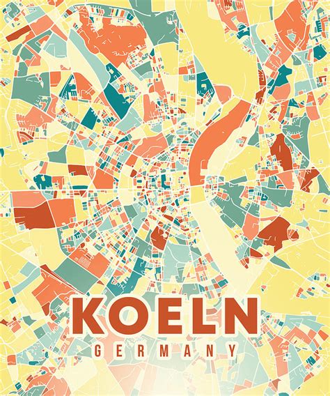 Koeln Germany Map Digital Art by Alexandru Chirila | Pixels