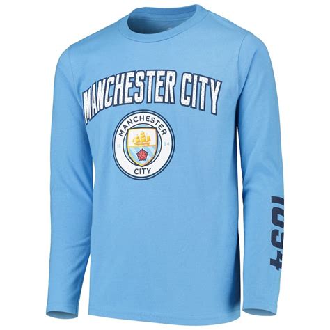 Manchester City Youth For The Club Long Sleeve T Shirt Light Blue