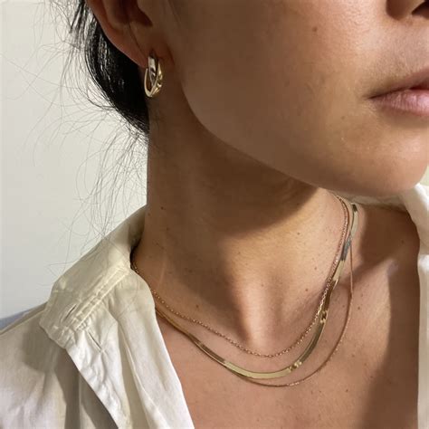 10k Solid Gold New 18 Herringbone Chain Necklace In Perfect Etsy