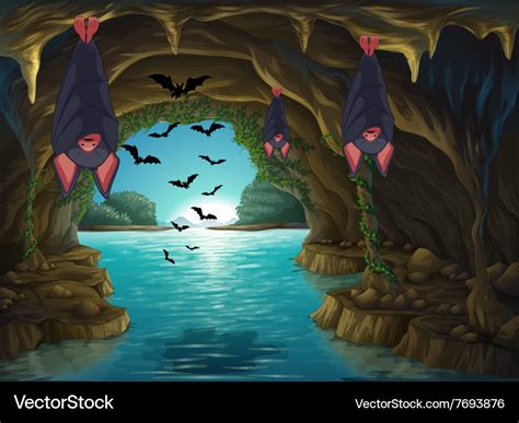 Bats Living In The Dark Cave Royalty Free Vector Image