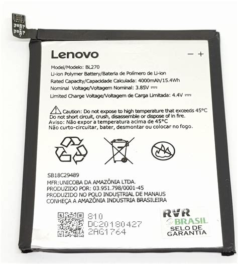 Bateria Bl270 Bl 270 Lenovo Vibe K6 Plus Pa580006br K53b36 R 49 89